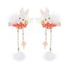 WOONEKY 1 Pair Rabbit Hair Clips for Kids, Cute Bunny Tassel Barrette Hairpin, Plush Rabbit Hair Accessories, Alligator Clip for Girls, Charming