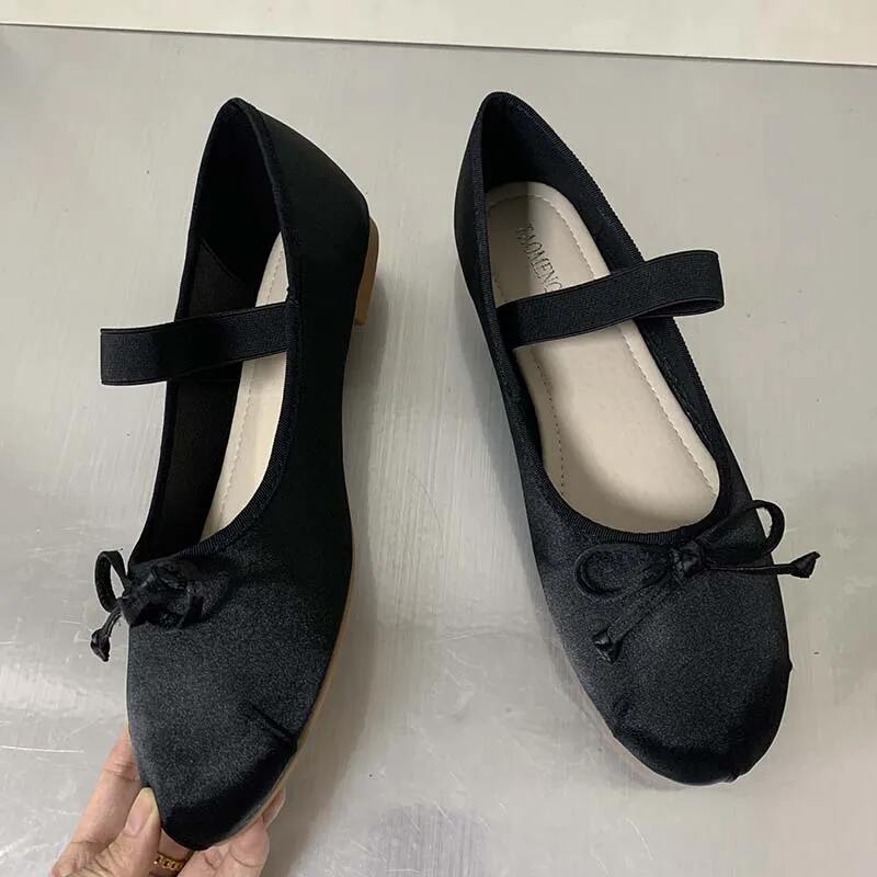 Fashion 2024 Ladies Ballet Flats Women Lolita Shoes Casual Footwear New In Fashion Round Toe Elegant Butterfly-knot Female Flats Shoes