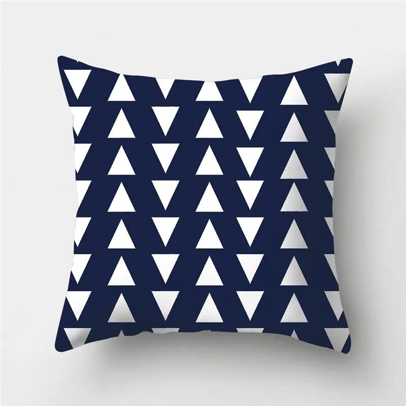 Dark Blue Geometric Pattern Decorative Pillowcase Bedding Home Decoration Cushion Pillowcase
