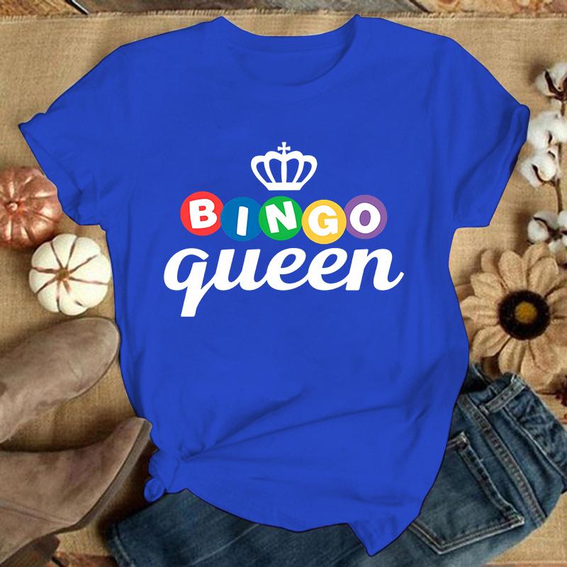 New Bingo Queen Print T Shirts Women Men Casual Round Neck Tees Top Summer Cool Loose Short Sleeve