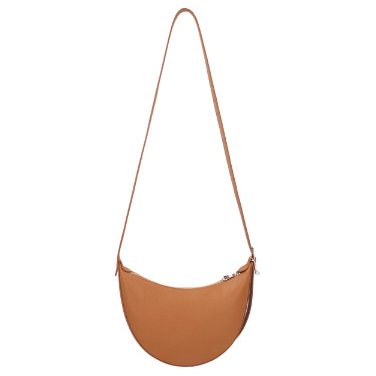 Longchamp Le Foulonné Logo Zip Closure Leather Shoulder Crossbody Bag Small Women Bags Gray Brown 10337021490