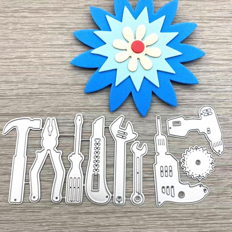 2pc DIY Schraubenschlüssel Hammer Zangen Schraubendreher Pistole Bohrer Utility Messer Papier Handwerk Sterben Werkzeug Kombination Schneiden Stirbt