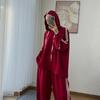 Women's Two Piece Outfit Hooded Sweatshirt Wide Leg Pants Set Casual Loose Tracksuit Muslim Modest Wear