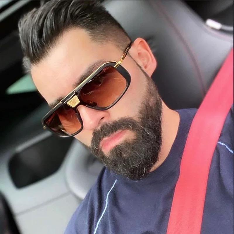 Flat Top Oversized Vintage Big Frame Sunglasses Women For Men Luxury Brand Designer Square Sun Glasses Punk Popular Eyeglasses