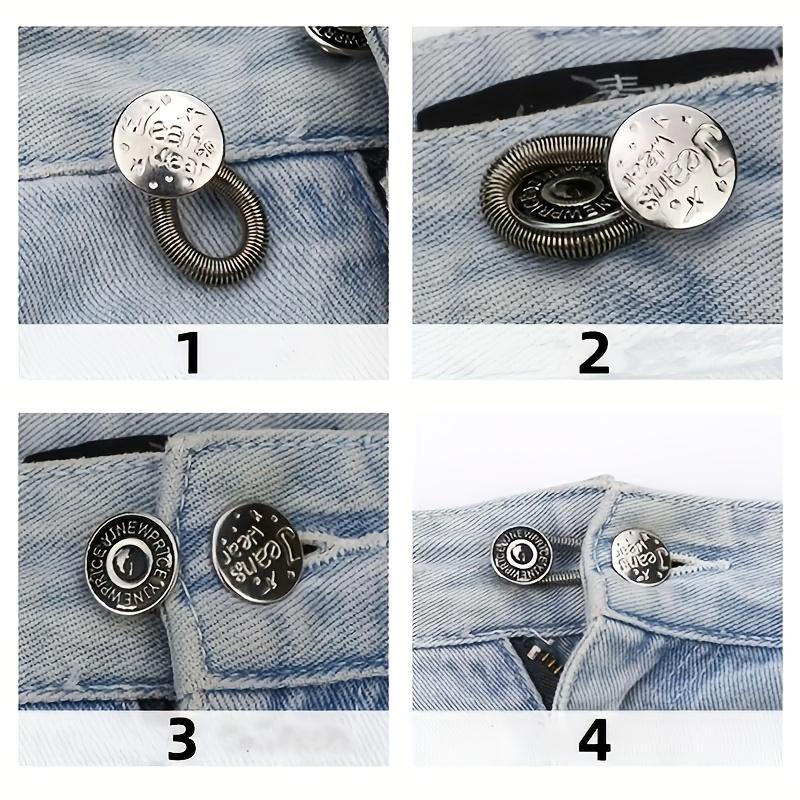 6pcs Adjustable Pants Waist Extender with Spring Telescopic Buckle, Detachable Waistband Expansion Button for Comfortable Daily