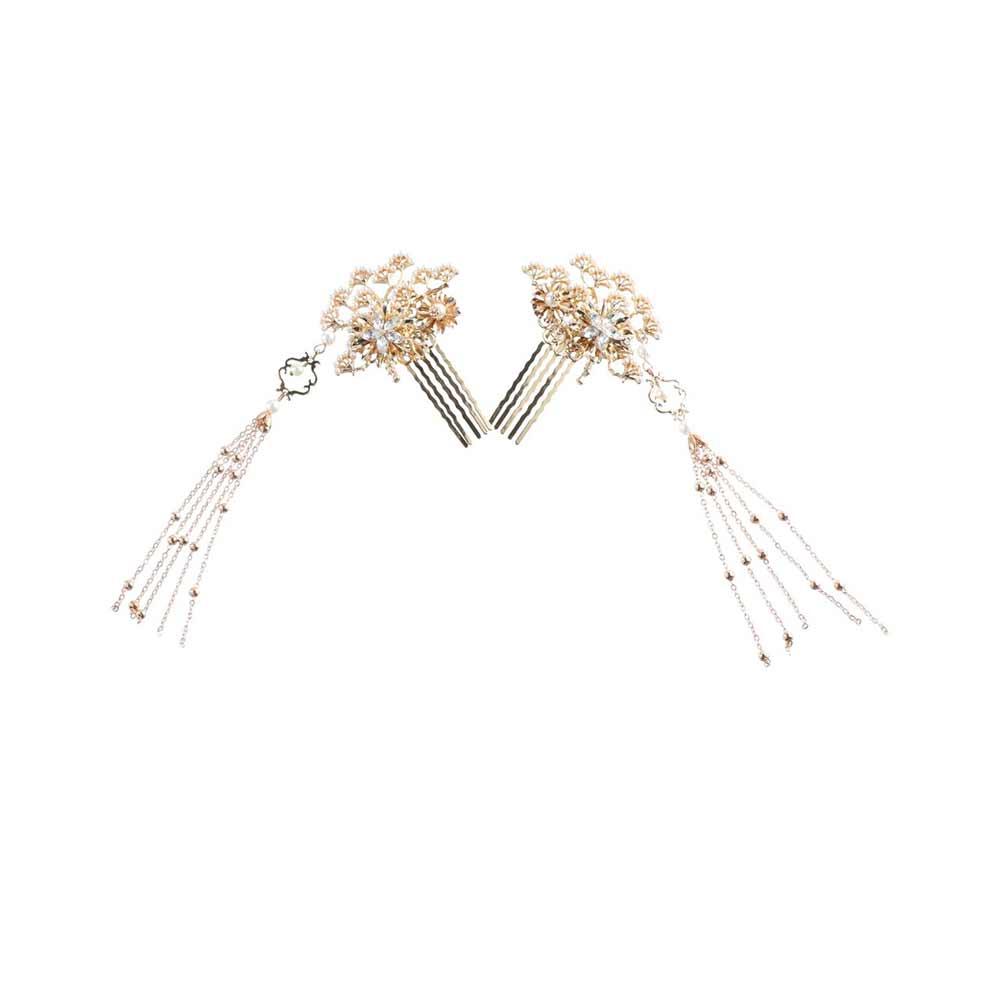 Fashion Chinese Pearl Hanfu Earrings Set Antique Chinese Hair Stick Headdress Hairpin Hair Comb
