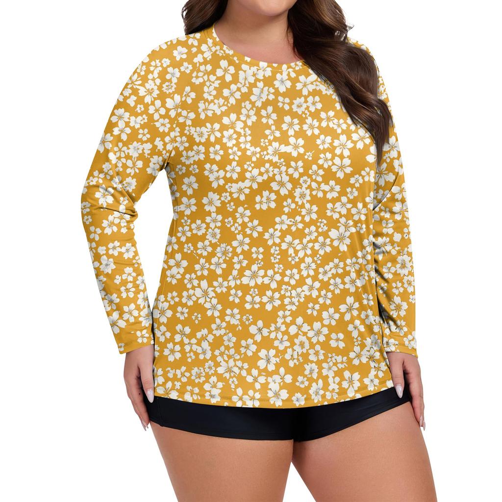 Women's Print Large Size Long Sleeve Swimsuit Sun  Jacket Quick Dry Hiking Top