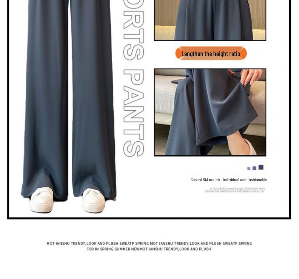Women's High Waist Wide Leg Pants - Spring/Autumn Casual Draped Straight Leg Trousers