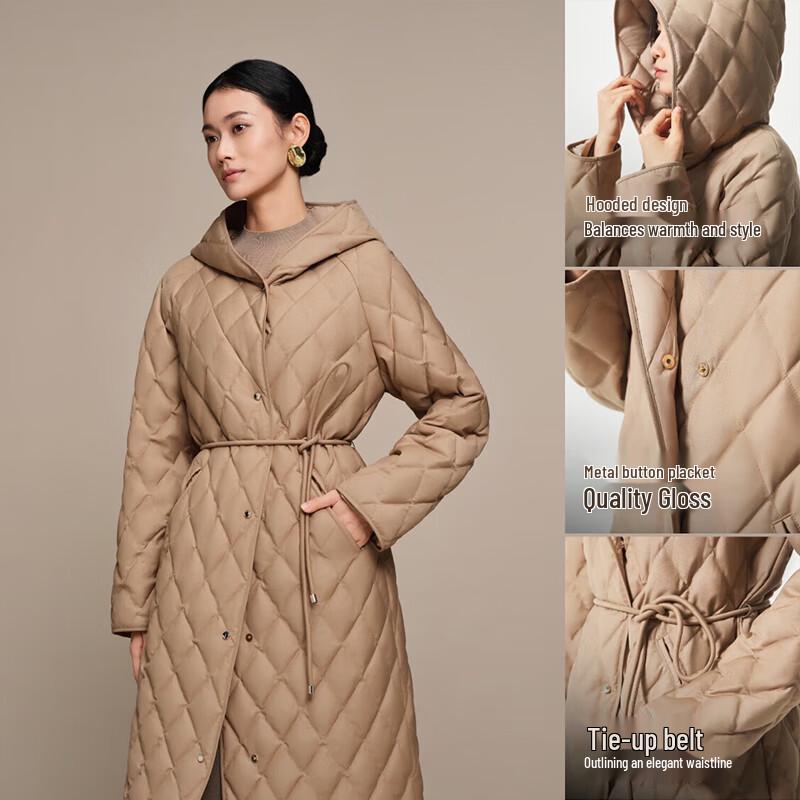 BOSIDENG Women's Goose Down Diamond Quilted Hooded Jacket