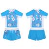 Girls 2 Piece Floral Print Swim Set Round Neck Short Sleeve Top Elastic Waist Boyshorts Beach Bathing Suit Swimsuit