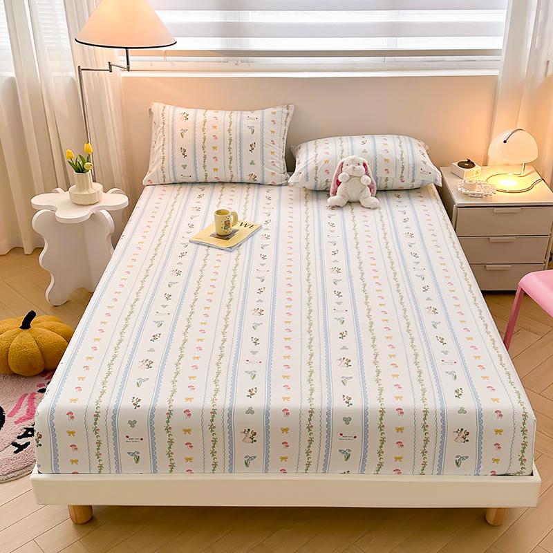 

Простыня на резинке из стираного хлопка, нескользящий регулируемый наматрасник с принтом из чистого хлопка для двуспальной, королевской и полуторной кровати 90x200cm 1pc