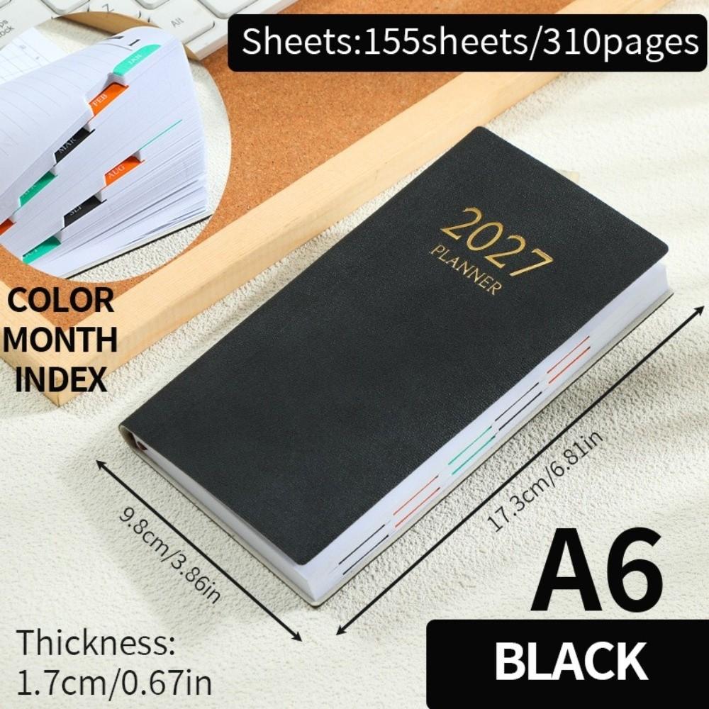 PU Leather Daily Planner Notebook A6 Travel Planning Journal Thick Pocket Notebook  Office Work