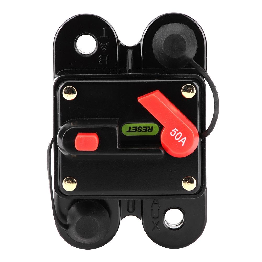 Car Audio Automatic Manual Reset Fuse Holder Circuit Breaker 12V 50A