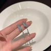111 Silver Needle Blue Crystal Butterfly Tassel Premium Earrings New Cold Wind Delicate Earrings Smart Earrings