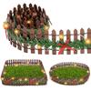 Miniature Wooden Fence for Dollhouse Fairy Garden, Christmas Decor with LED Light, Rattan Landscaping Diorama Scenery Prop