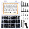 1680 Pcs M2 M3 M4 M5 Metric Hex Head Bolts Nuts Washers Set with Black Screws Assortment Kit