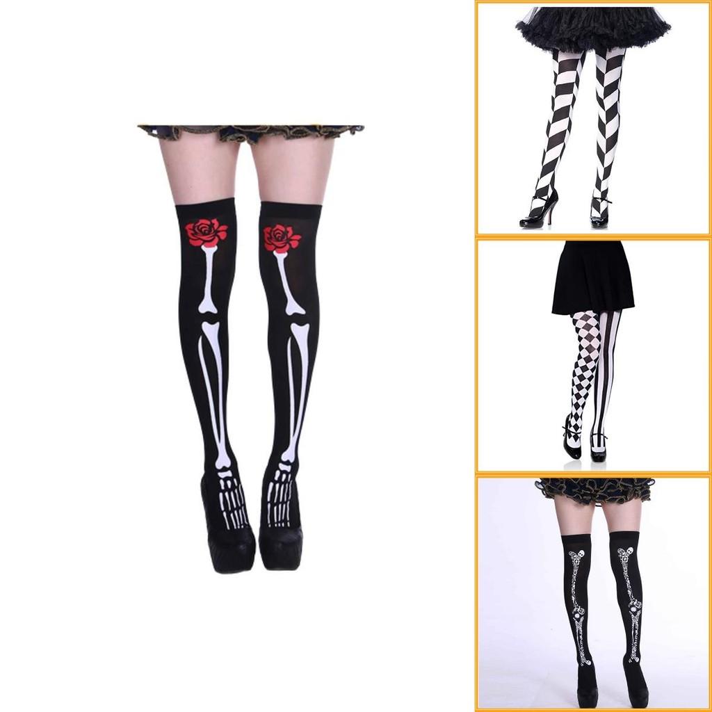 Stylish Zombie Skeleton Thigh-high Socks Tummy-lifting Moisture-wicking Long Tube