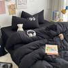 Ins  Big Eyes Cowboy Blue Solid Color Beding Set  Duvet Cover Bed Sheet Simple Dormitory Queen King Size