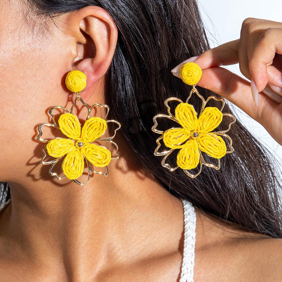 

Серьги-подвески из свежей, нежной, красочной травы Лафита в виде плетеного цветка в стиле морского отпуска, универсальные, персонализированные серьги, ювелирные изделия