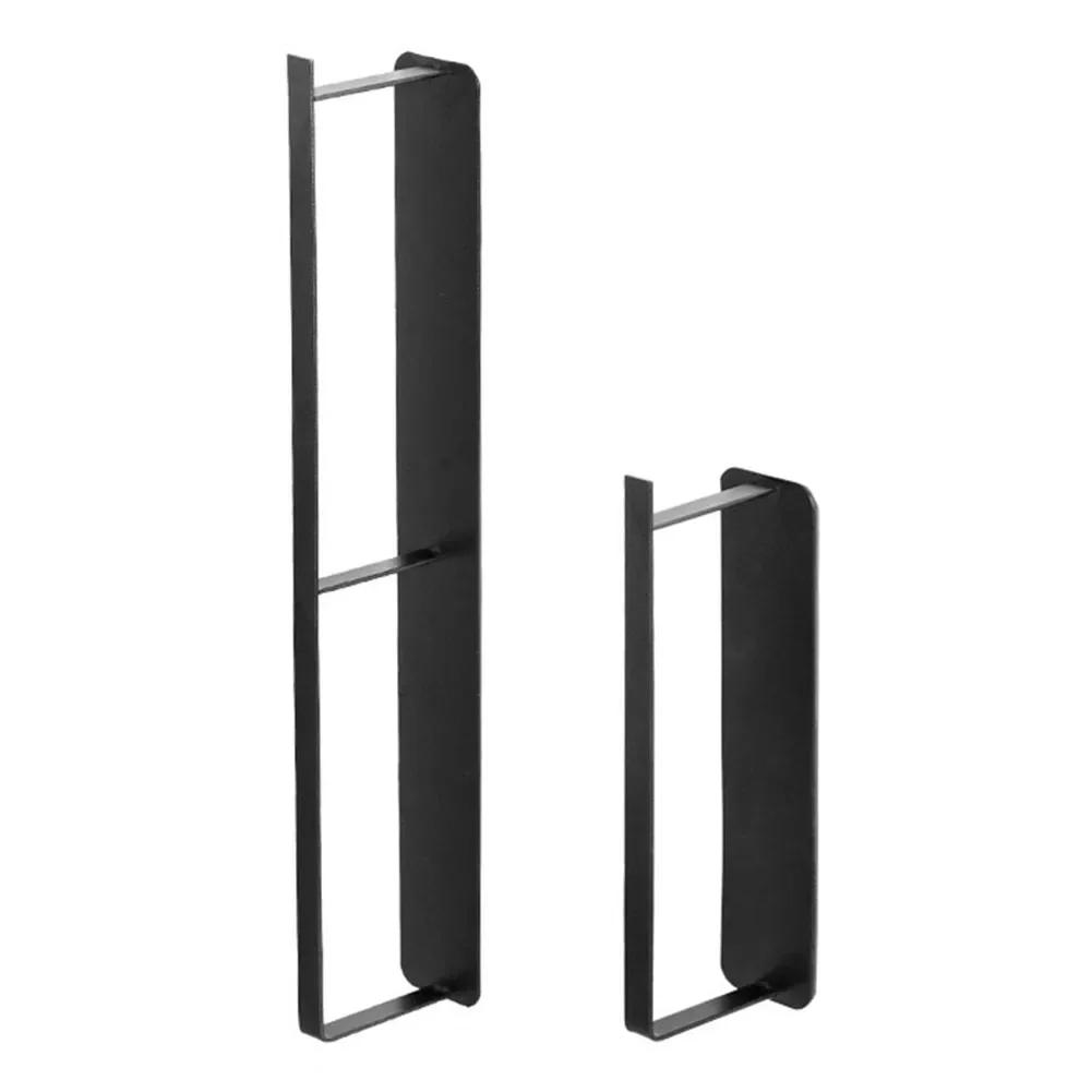 Brand New Household Accessories Towel Holder Hanger Storage Rack 1pc Black Color Carbon Steel Fridge Side Magnetic Force