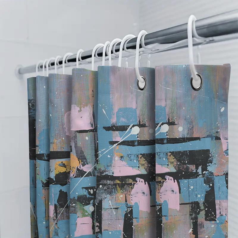 Modern Shower Curtain Set Waterproof Polyester Fabric Printing Bathroom Decor Artistic Blue Pink Black Yellow White Design For L