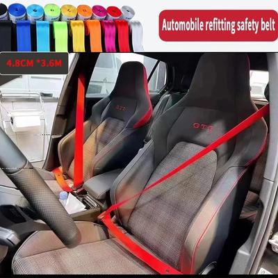 Car Seat Belt Webbing Lap Universal Multicolored Seatbelts with Seatbelt Stopper Buckle Auto Interior Accessories 3.6M*4.8CM