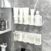 5 Grid Wall Mounted Cosmetic Storage Rack Plastic Punch Free Bathroom Shelf Cuttable Cosmetics Spice Organizer Shelf