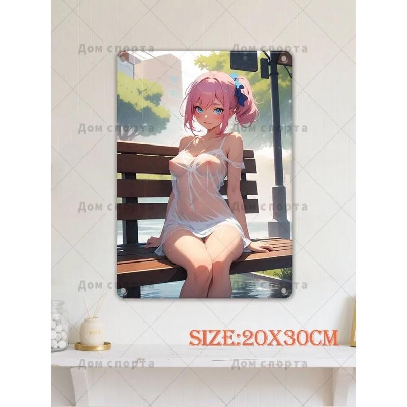 Anime Girl Metal Wall Art, Door Wall Decor 30x20cm