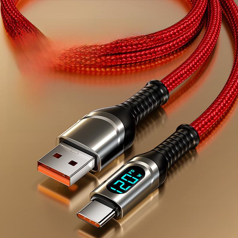 

PD120W сверхбыстрый кабель для зарядки Type-C для Apple 12/13/15, Huawei, Honor, Xiaomi Type-C Series 2m with Smart Display чёрный