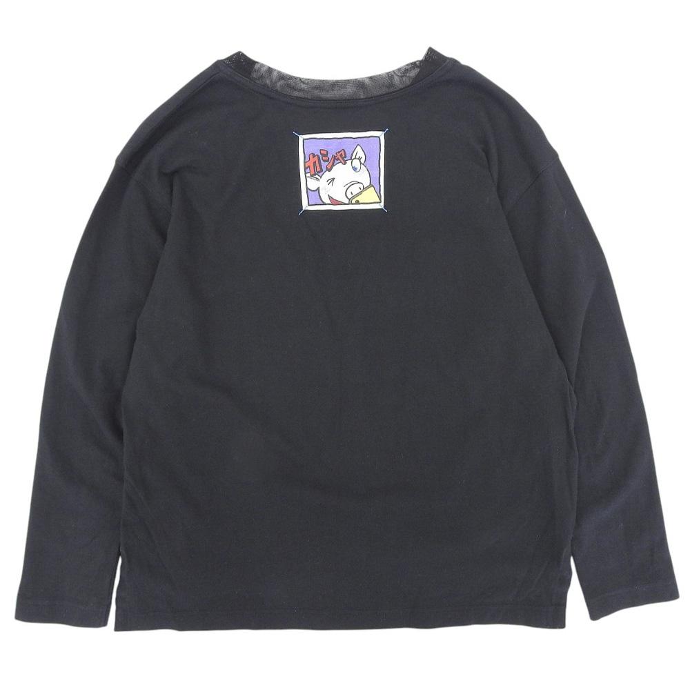 OLLEBOREBLA Cotton Comic Pattern Long Sleeve T-Shirt Top for Women, Black tops ― blackUsed