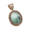 Natural Tibetan Turquoise Gemstone 925 Solid Silver Two Tone Pendant 1.50" t7h14
