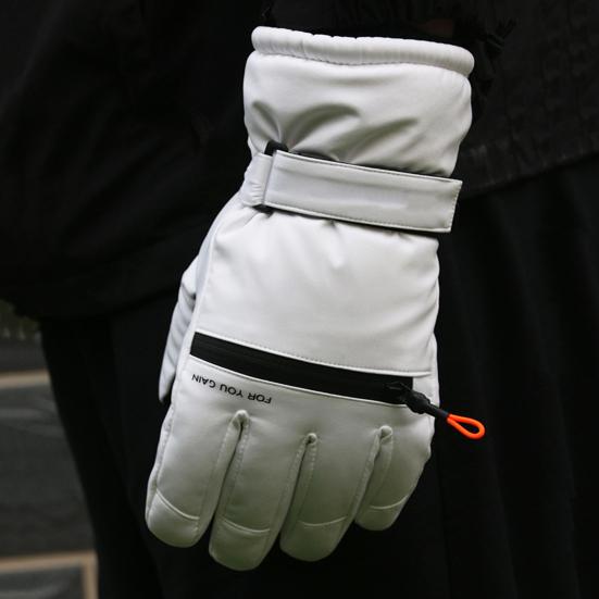 1 Pair Outdoor Skiing Gloves Men Women Non-slip Waterproof Windproof Touchscreen Fleece-Lined Thermal Gloves Winter Warm Thick Cycling Gloves