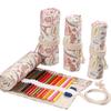 12/24/36/48/72 Hole Colorful Cloth Pencil Case Stationery Pencil Storage Bag Pencil roll School Student Supplies Paint Brush Bag
