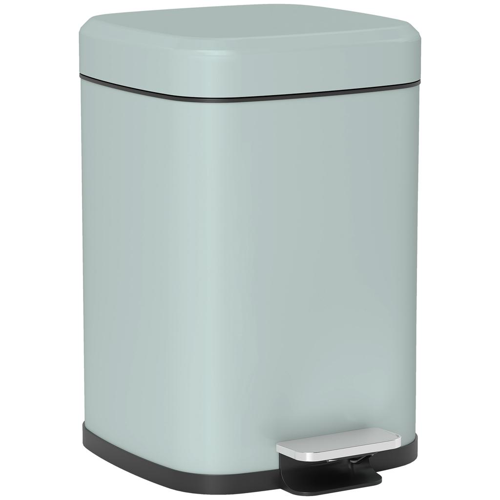 12L Modern Boxy Metal Home Kitchen Bin - Light Green