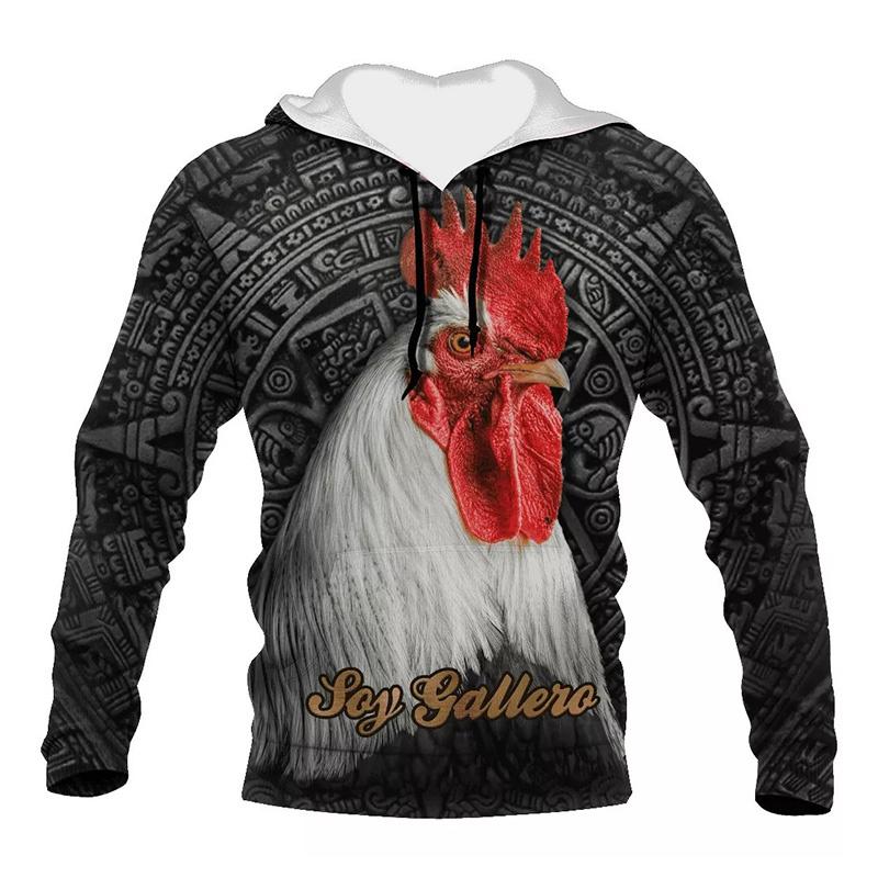 3D-Druck Mexikanische Flagge Hahn Hoodies für Männer Hahn Grafik Übergroße Pullover Lässig Langärmlig Kapuzen-Sweatshirts Streetwear