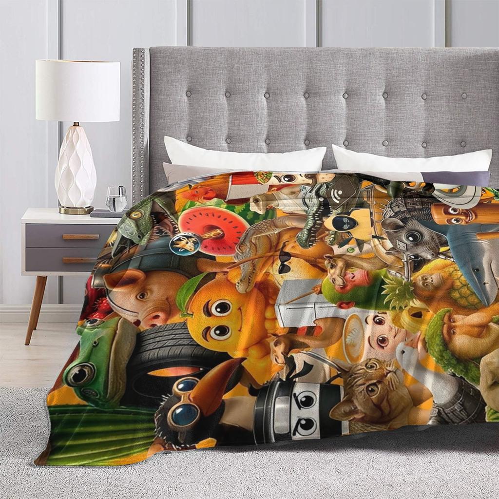 Italian Brainrot Funny AI Meme Blanket Cover Tung Sahur Flannel Throw Blanket Bed Portable Ultra-Soft Warm Multi-function Quilt