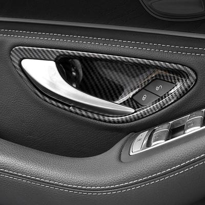 Carbon Fiber Car Interior Door Armrest Handle Cover Trim Door Bowl Frame Stickers For Mercedes Benz C E Class W205 W213 GLC