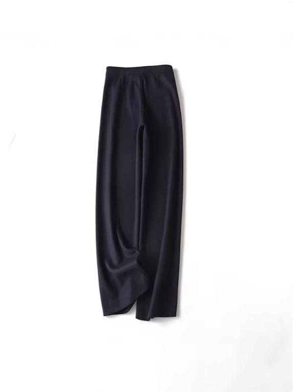 Women's High-Waist Wool Tweed Trousers - Versatile, Thick, Anti-Wrinkle, Drape, Straight Fit for Autumn/Winter
