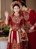 2026 Xiuhe Velvet Bride's Departure Dress - High-End Chinese Wedding & Toasting Attire for Couples