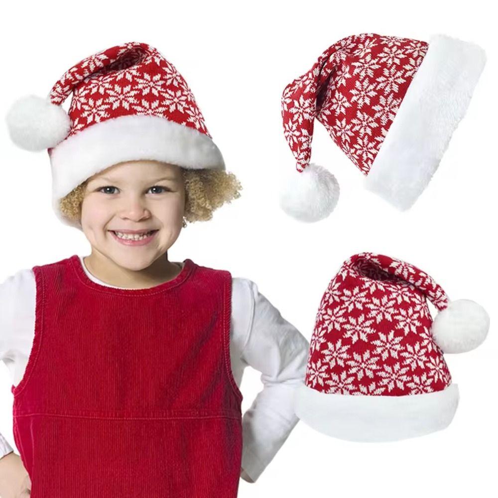 Pălărie de Crăciun cu fulg de zăpadă, decorațiuni de Crăciun fericit, tricotate, pălărie de Moș Crăciun, pălărie pentru adulți
