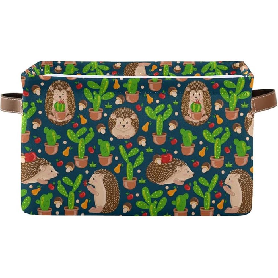Прямоугольная корзина для хранения с рисунком грибов, складной контейнер для хранения игрушек и книг в детской, водонепроницаемые корзины для шкафа, полок, декора спальни Cute Hedgehogs Cactus Blu