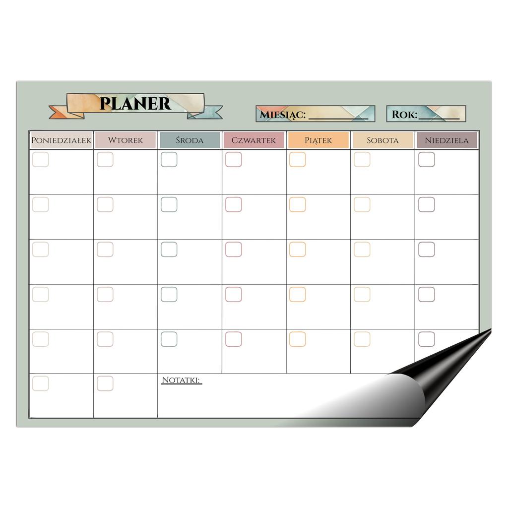 Kalendarz Magnetyczny Planer na lodówkę tygodniowy Tablica + Notes Pisak
