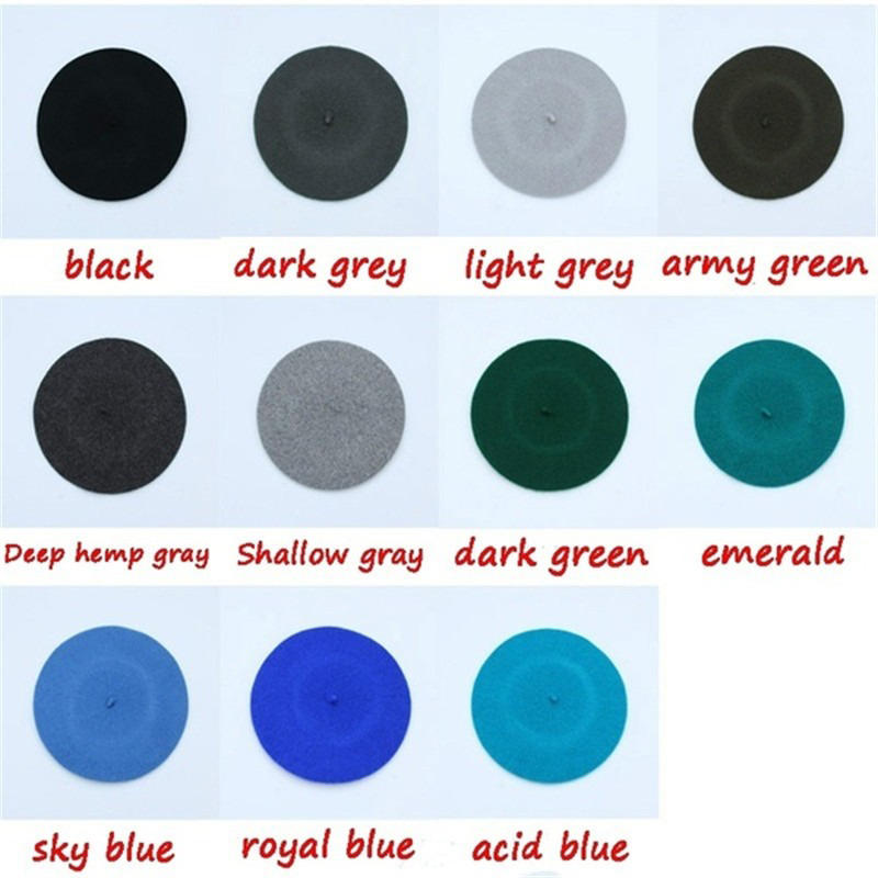 Women'S French Style Classic Solid Color Wool Beret Hat Elegant Autumn Winter Artist Beanies Baggy Ski Caps