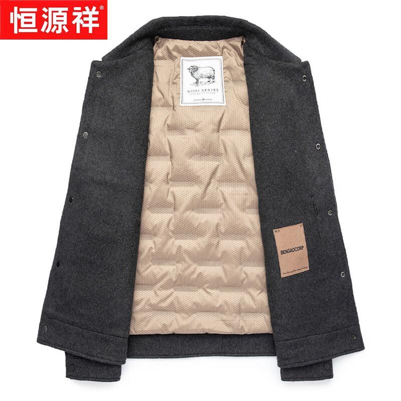Hengyuanxiang Men's Double-Faced Wool & Alpaca Blend Down-Lined Winter Coat