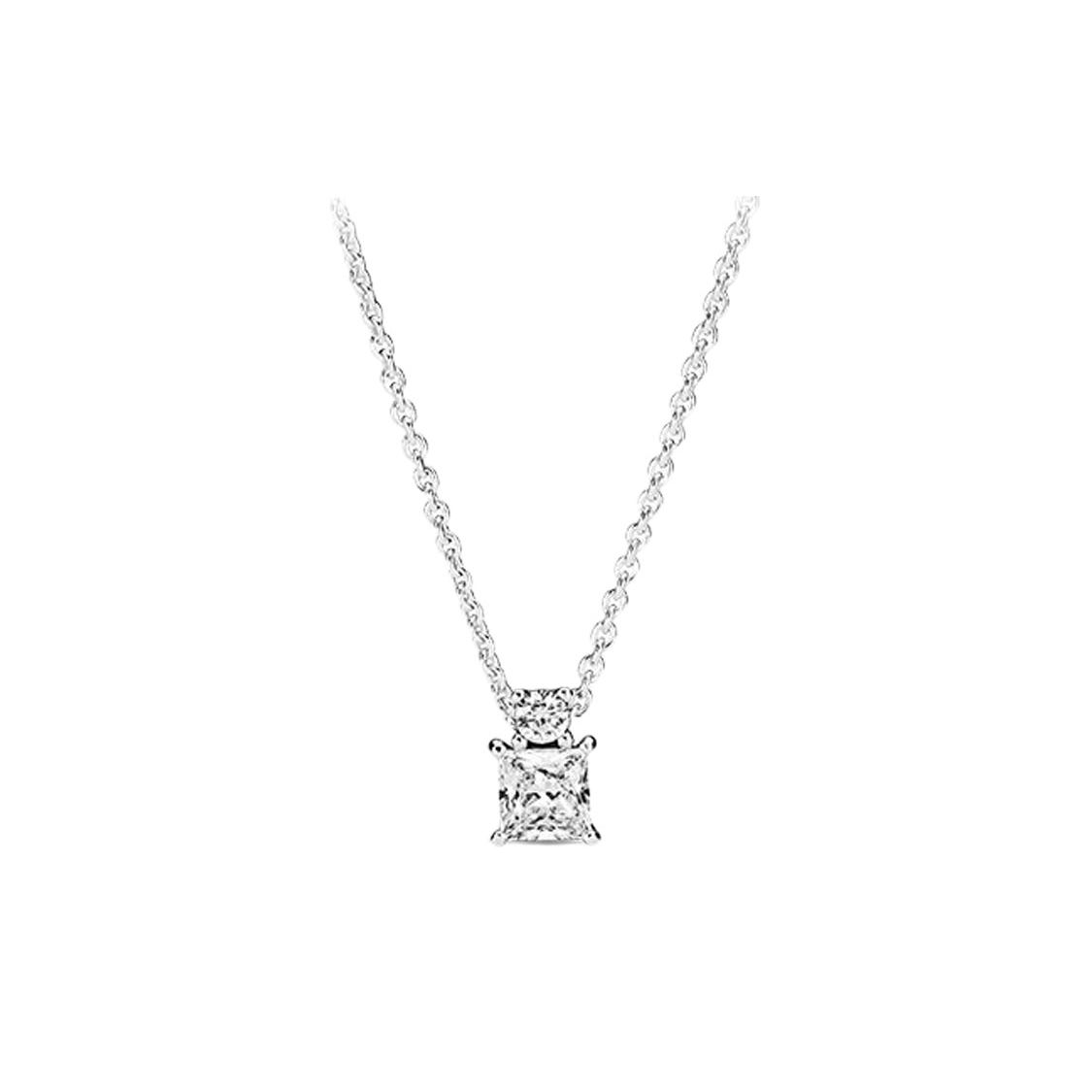 Pandora Shining Square Pendant Necklace Unisex necklace Silver 390048C01 Silver,F