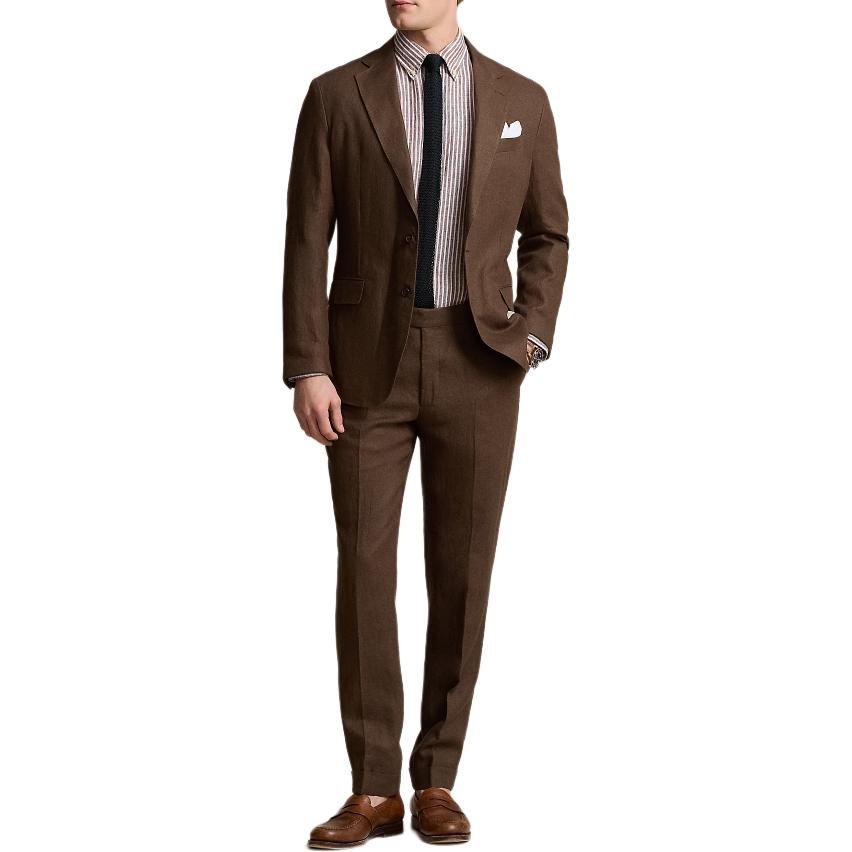 Polo Ralph Lauren Ss24 Striped Loose Fit Pointed Collar Single Breasted Long Sleeve Shirt Men shirts Chocolate MNPOWOV16823636-200