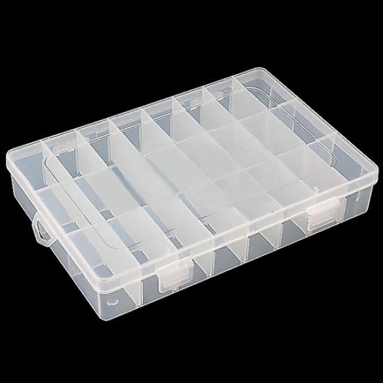 Clear Adjustable 24-Compartment Earring Ring Jewelry Storage Box Container Case