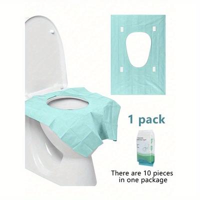10 pièces Housses de siège de toilette jetables, Imperméables et portables, Tapis de toilette en papier extra long pour hôtel, lieux publics, voyage, club de loisirs