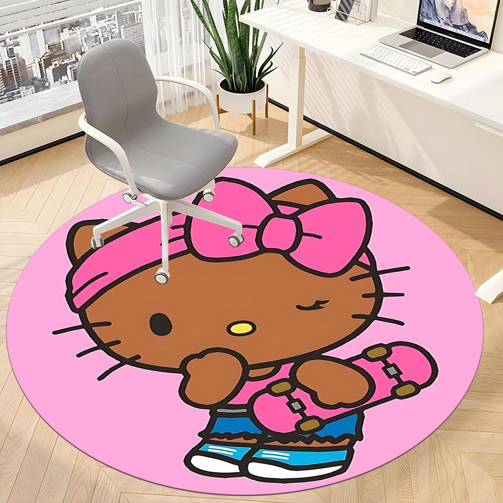1pc Hello Kitty Carpet, Round Non-Slip Durable Large Size Office Carpet, Suitable for Office, Beautiful Decoration