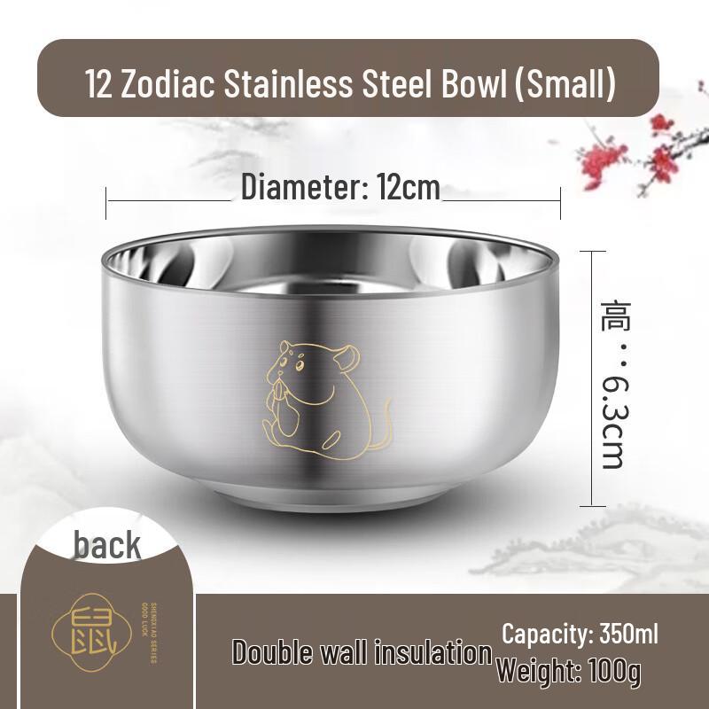 ZISIZ 304 Stainless Steel Kids Zodiac Animal Bowl